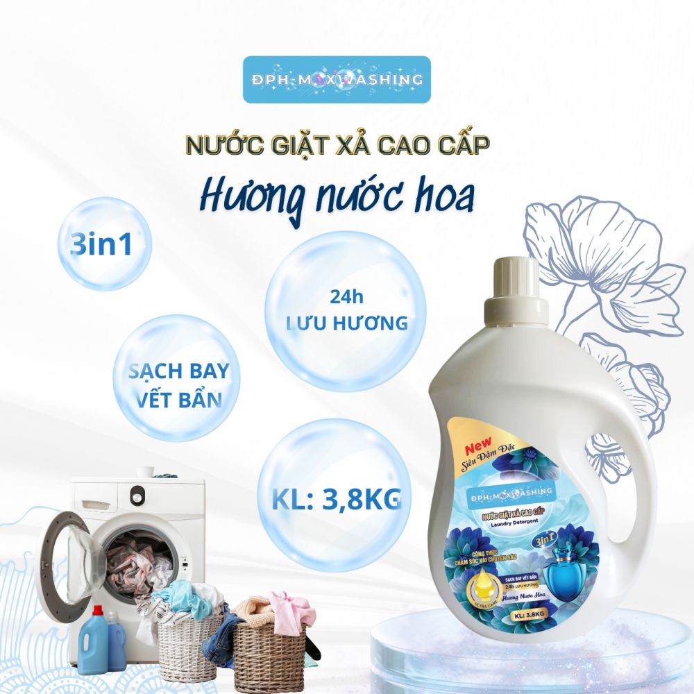 Nước giặt xả cao cấp ĐPH – MAXWASHING hương nước hoa 3.8kg Nước giặt xả cao cấp ĐPH – MAXWASHING hương nước hoa 3.8kg