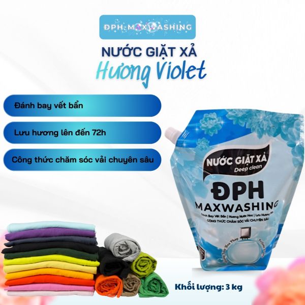 Nước giặt xả ĐPH – MAXWASHING hương Violet 3kg