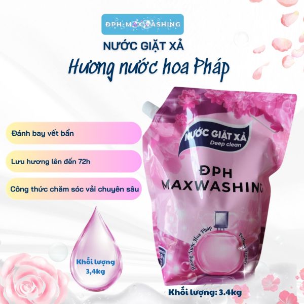 Nước giặt xả ĐPH – MAXWASHING hương nước hoa Pháp 3.4kg Nước giặt xả ĐPH – MAXWASHING hương nước hoa Pháp 3.4kg