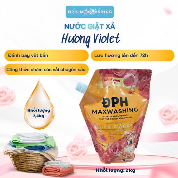 Nước giặt xả ĐPH – MAXWASHING hương Violet 2,4kg