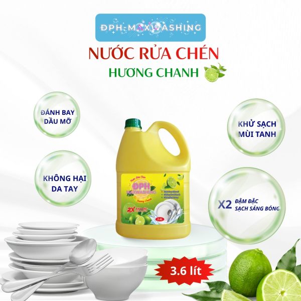 Nước rửa chén ĐPH – MAXWASHING Hương chanh 3,6 lít Nước rửa chén ĐPH – MAXWASHING Hương chanh 3,6 lít