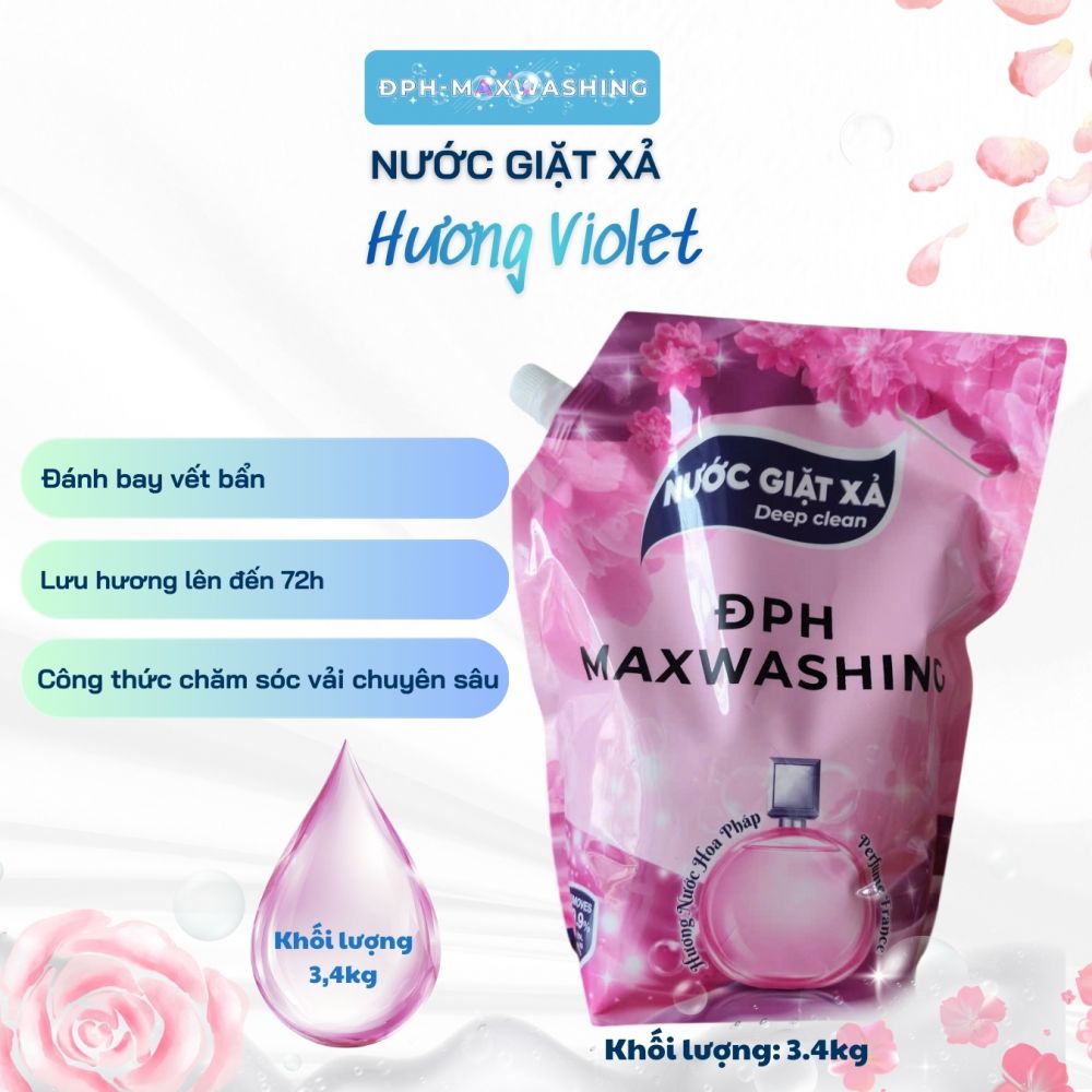 Nước giặt xả ĐPH – MAXWASHING hương Violet 3.4kg
