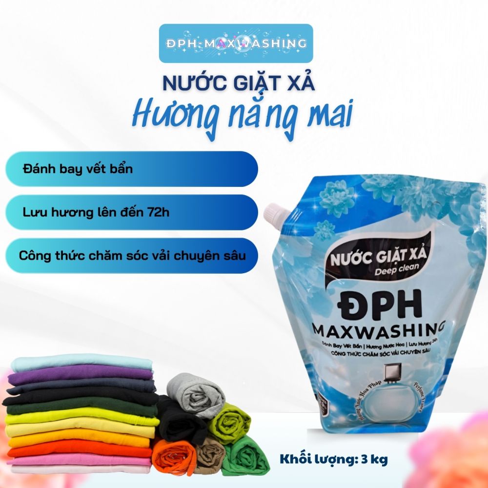 Nước giặt xả ĐPH – MAXWASHING hương nắng mai 3kg