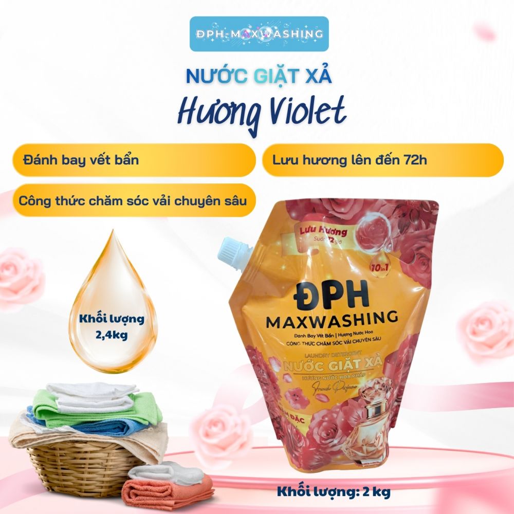 Nước giặt xả ĐPH – MAXWASHING hương Violet 2,4kg Nước giặt xả ĐPH – MAXWASHING hương Violet 2,4kg